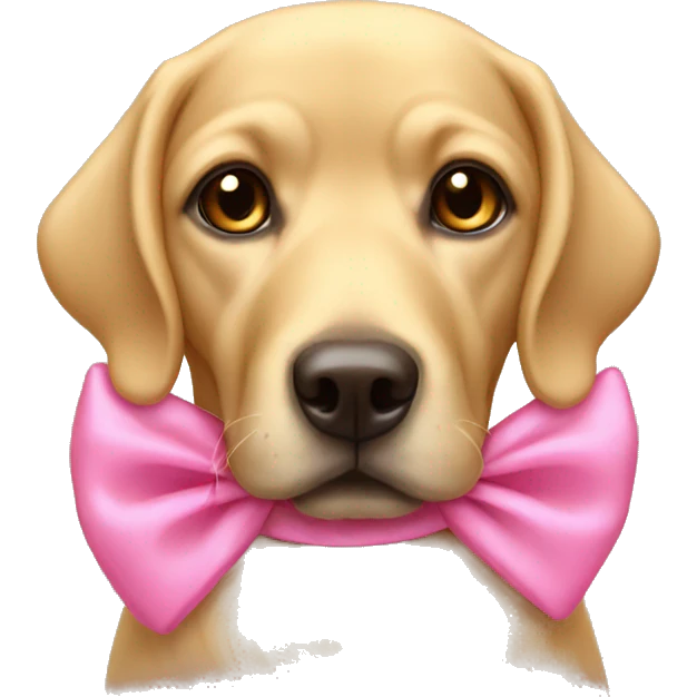 Golden lablador with pink bows on the ears  emoji