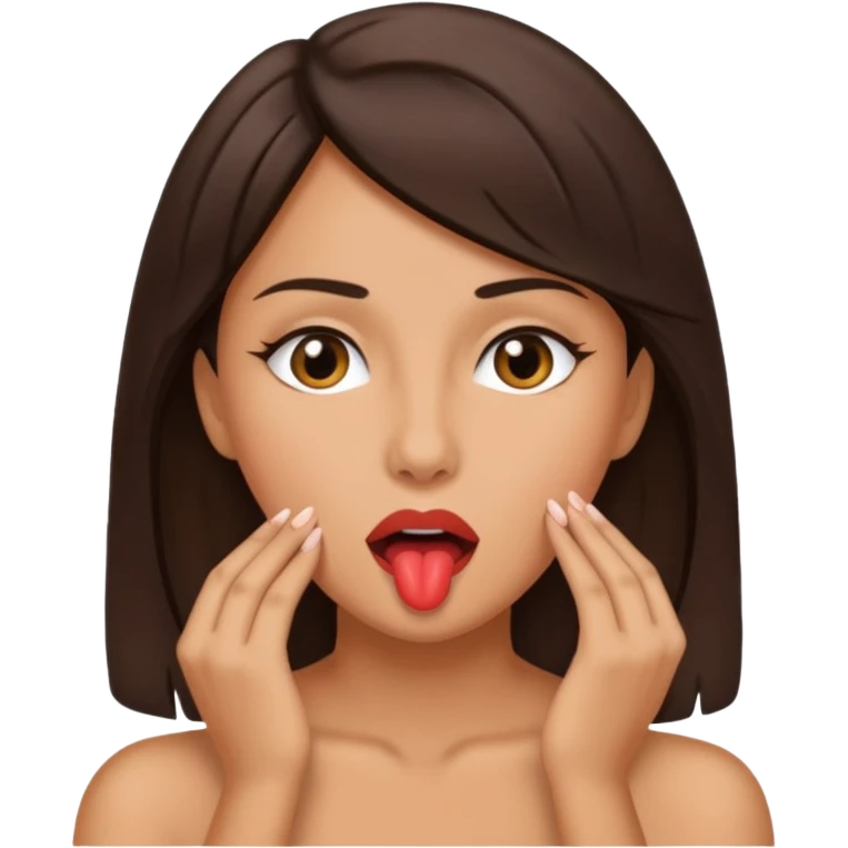 Brunette performing oral sex emoji