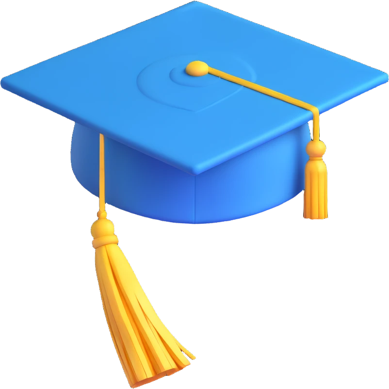 blue graduation cap with yellow tassel emoji