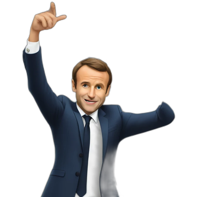 Macron dab sur une maison emoji