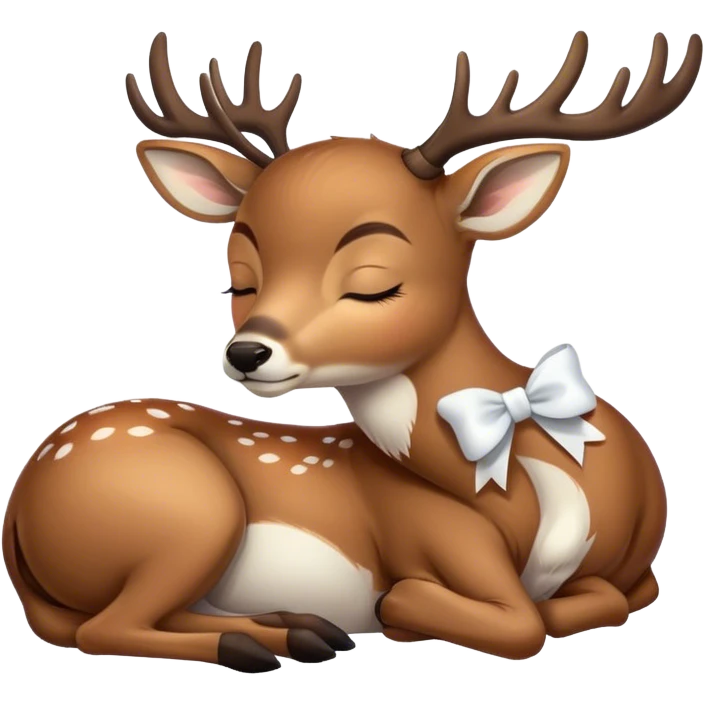 Deer with a white bow sleepy emoji