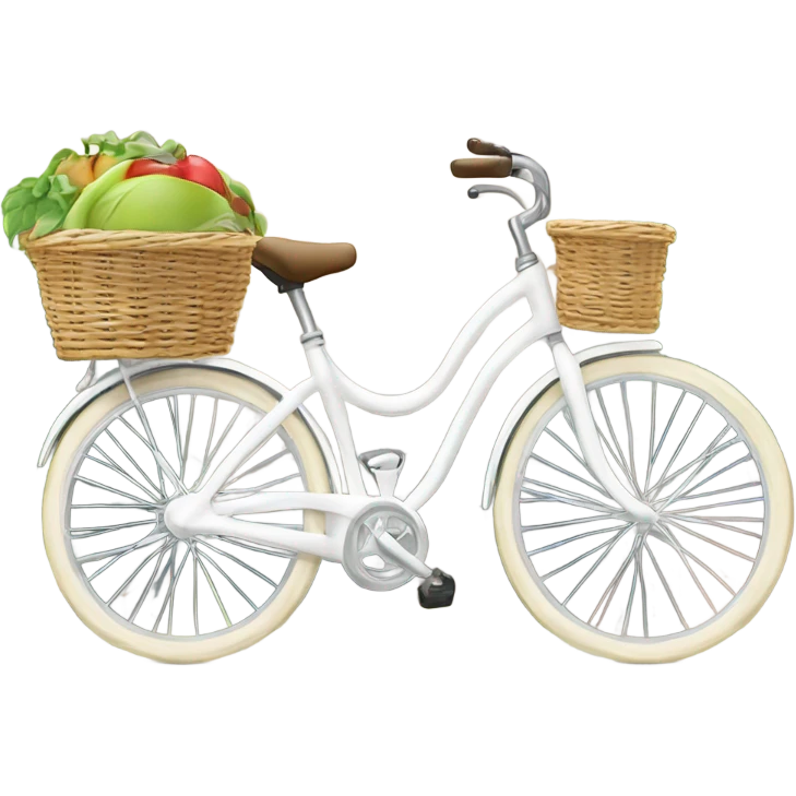 white ￼bicycle with basket ￼ emoji