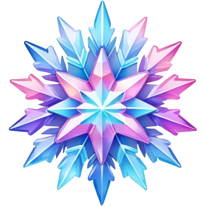 Gradient iridescent Pastel rainbow Pink violet blue white crystal star snowflake  emoji
