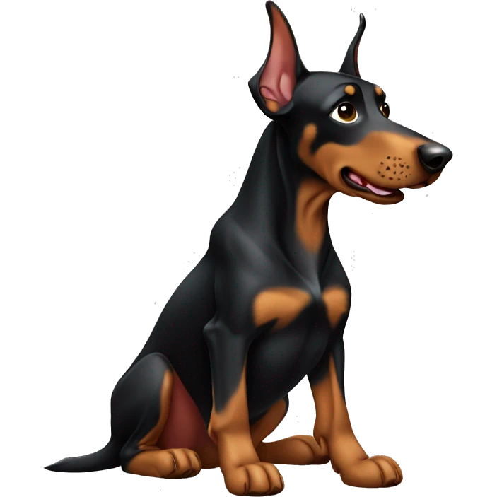 Doberman with paw up emoji