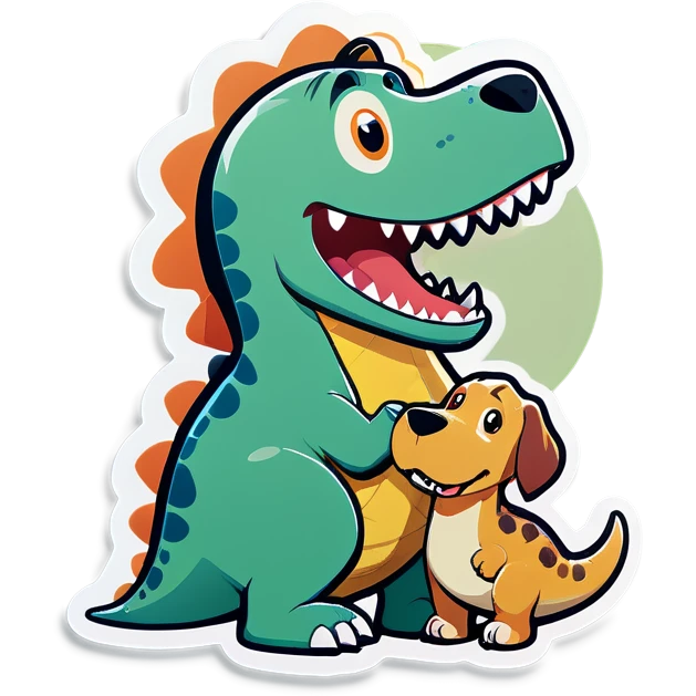 dog and dinosaur next to each other emoji