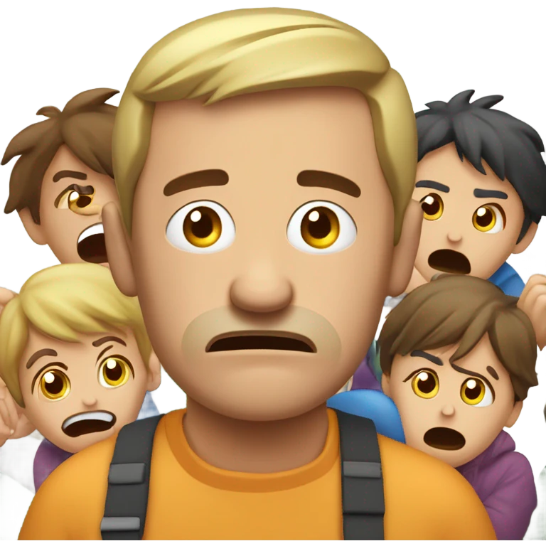 stressed out guy with kids emoji