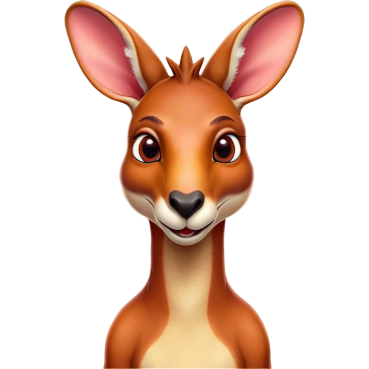 Cinematic Comical Adult Red Kangaroo Portrait Emoji, Head tilted dramatically with an exaggeratedly shocked expression, featuring a robust, dynamic build with a uniquely red kangaroo-shaped head sporting an elongated snout and wide, comically expressive eyes full of playful disbelief, Simplified yet hilariously expressive features, highly detailed, glowing with a slightly sassy outback glow, high shine, dramatic yet playful, stylized with an air of cheeky wild mischief, soft glowing outline, capturing the essence of a meme-worthy kangaroo that looks ready to bound its way into viral fame! emoji