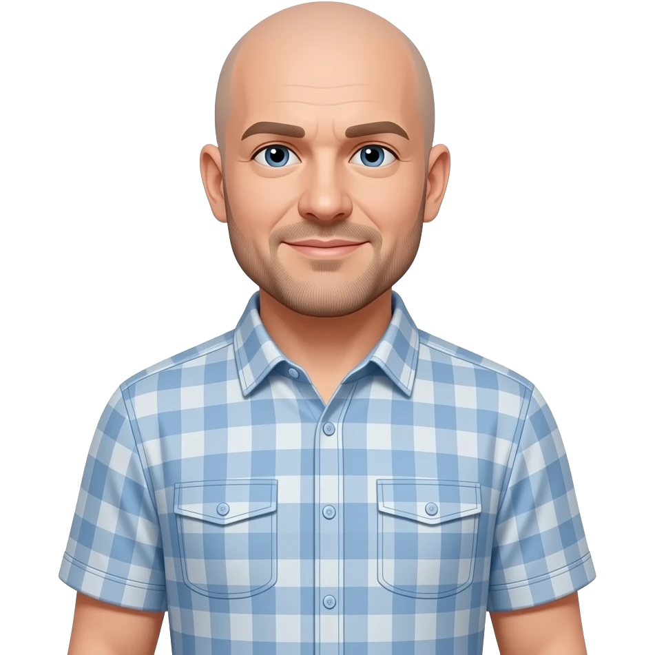 a family emoji, a 40 year white man, bald and white, full body emoji