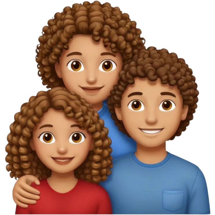 brown girl with curly hair in love with tan boy with straight hair emoji
