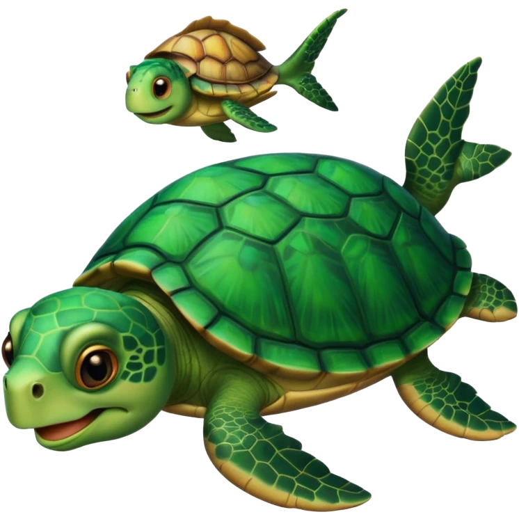 Turtle holding a fish emoji
