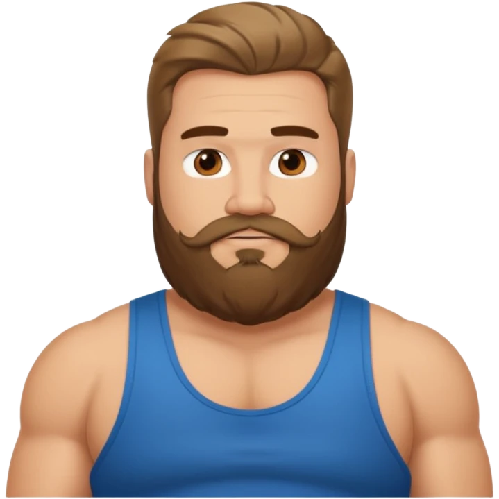 Long hair fat muscle men with beard in tank top emoji