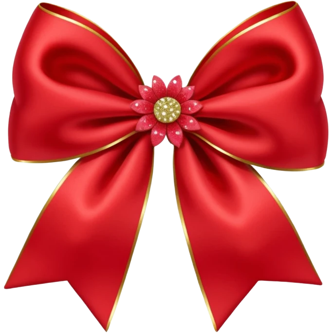 red flower bow with glitter emoji