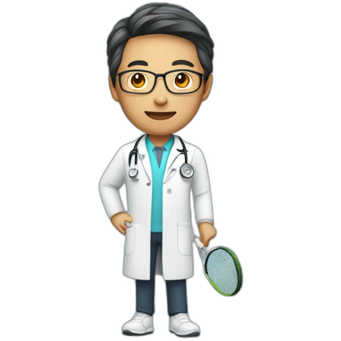 asian doctor with tennis racquet emoji