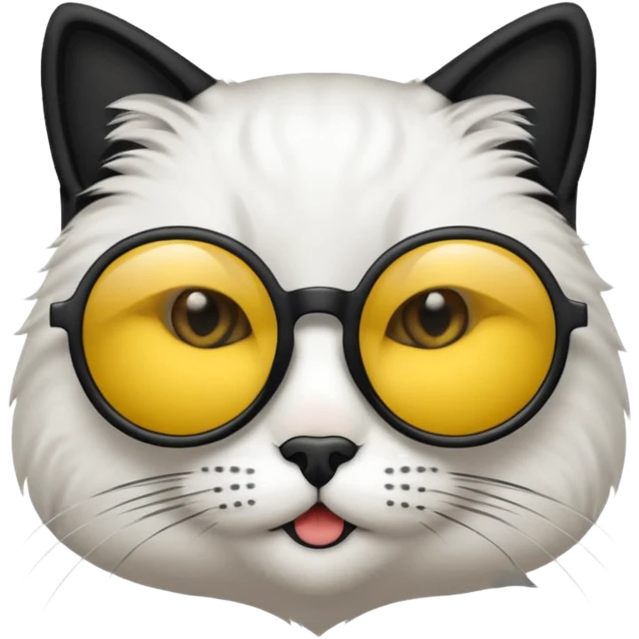 chat blanc à lunette a verre noir emoji