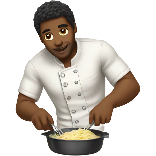 black man making chicken alfredo  emoji