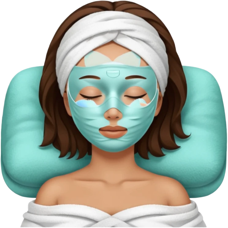 Lady with face mask spa beauty full face relaxing emoji