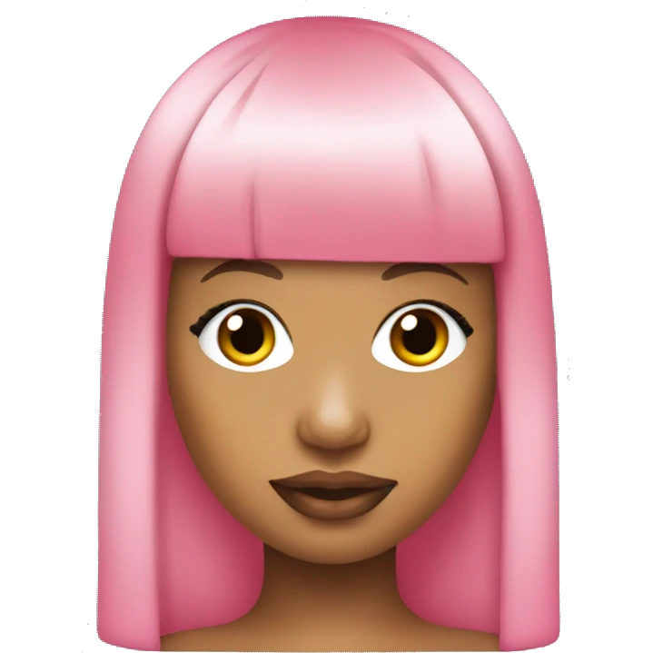 Nicki Minaj with pink bang hair emoji