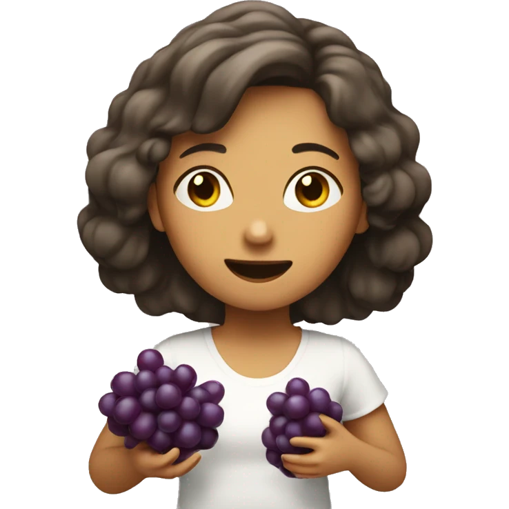 A girl eats grapes. emoji