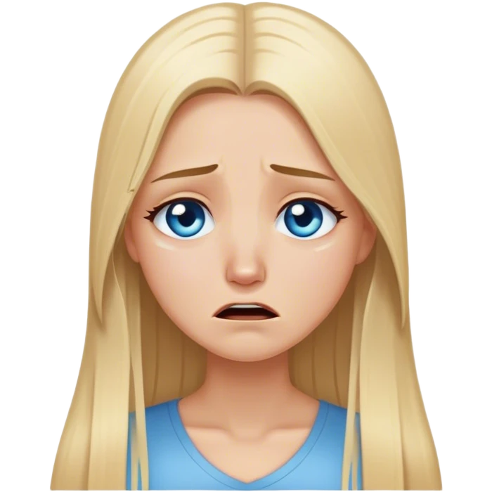 beautiful white girl with long straight blonde hair blue eyes crying  emoji