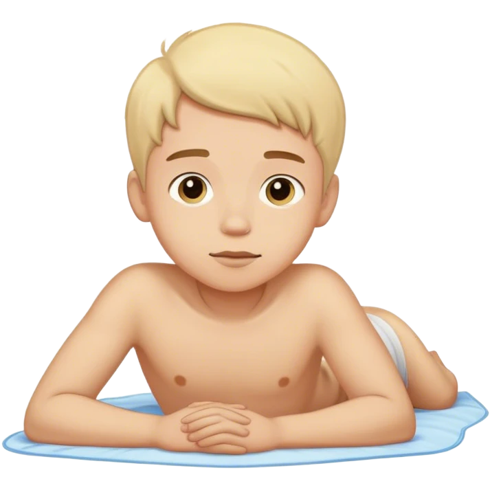 boy lying on his stomach drawing emoji