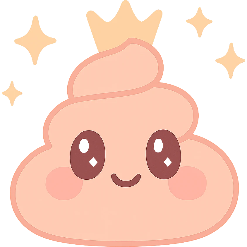 poop princess, whimsical, cute, with a crown and sparkles emoji