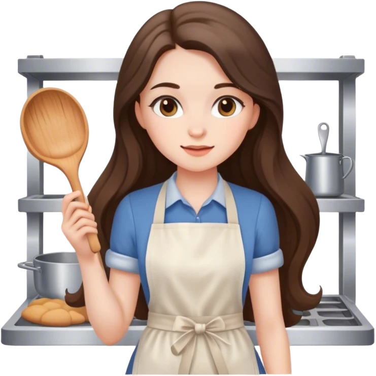 beautiful pale brunette girl with long hair baking emoji