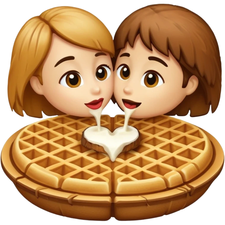 A waffle kissing a coconut emoji