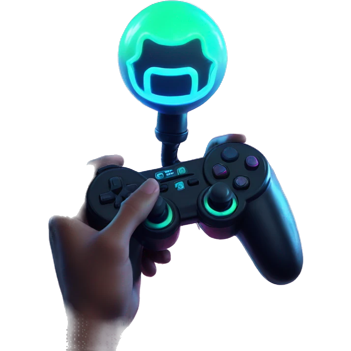 joystick in hands cyberpunk neon emoji