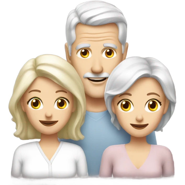 White man with grey hair with two white blonde wives emoji