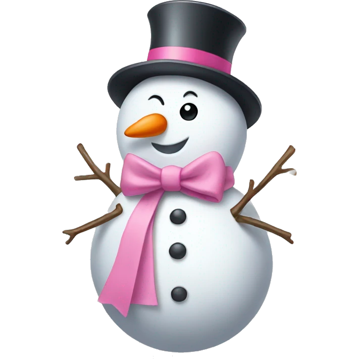 a cute snowman wearing a pink bow  emoji