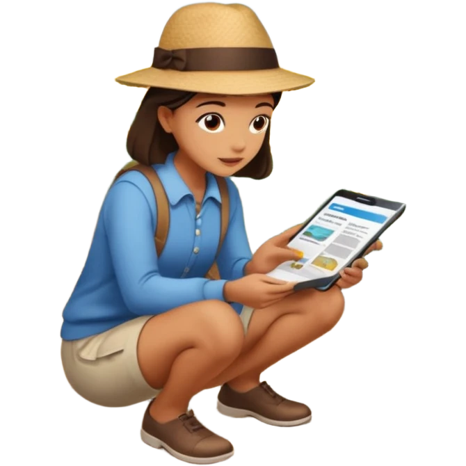 someone who's walking on a path and the person is reading a panel to learn about a flower. the person is reading a panel/ NOT A BOOK which is on the ground emoji