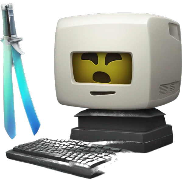 katana and old computer emoji