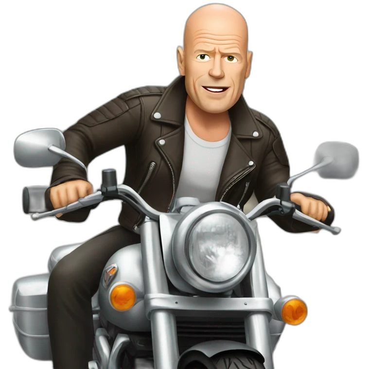 Bruce Willis on motorbike emoji
