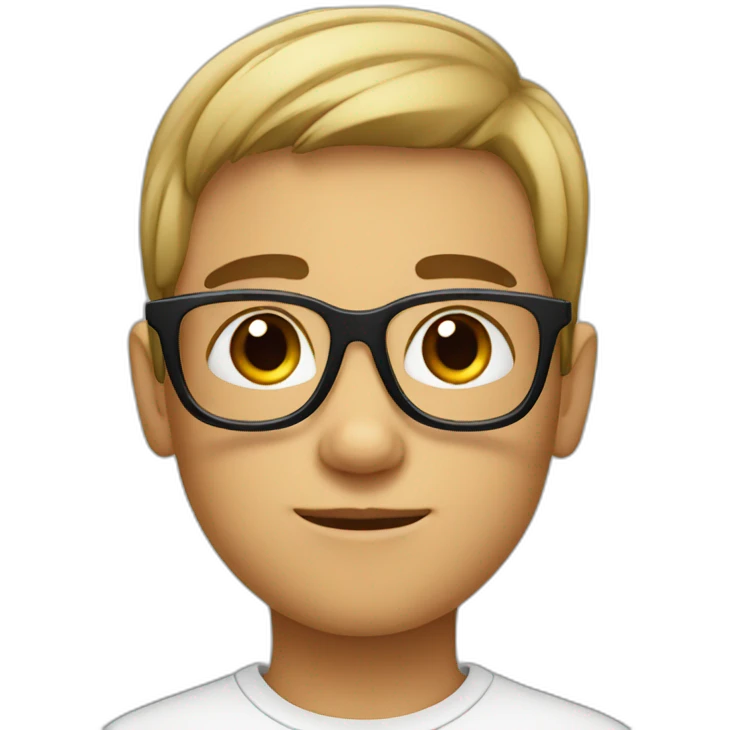 Boy with black glasses without gel hairs  emoji