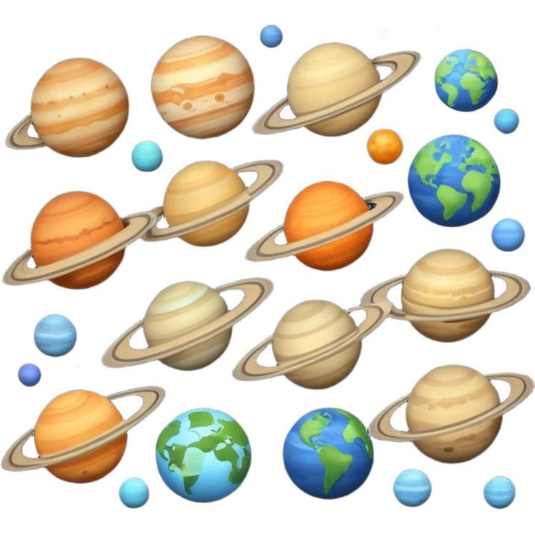 12 planets emojis I need a line for each planet mercury emoji