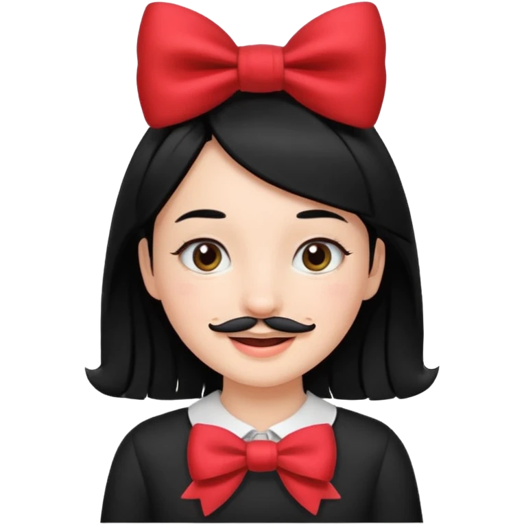 Adolf Hitler Like a girl hair with a bow  That he has black hair and a small mustache(„toothbrush) like Hitle emoji