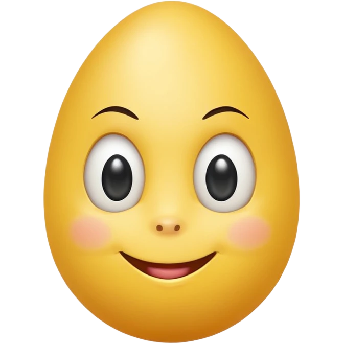 yellow egg with side eye smiling face, no cracks emoji