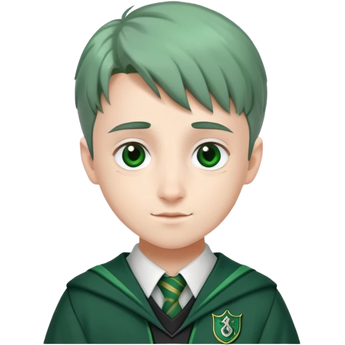 Student wearing Hogwarts Slytherin uniform with green and silver colors emoji