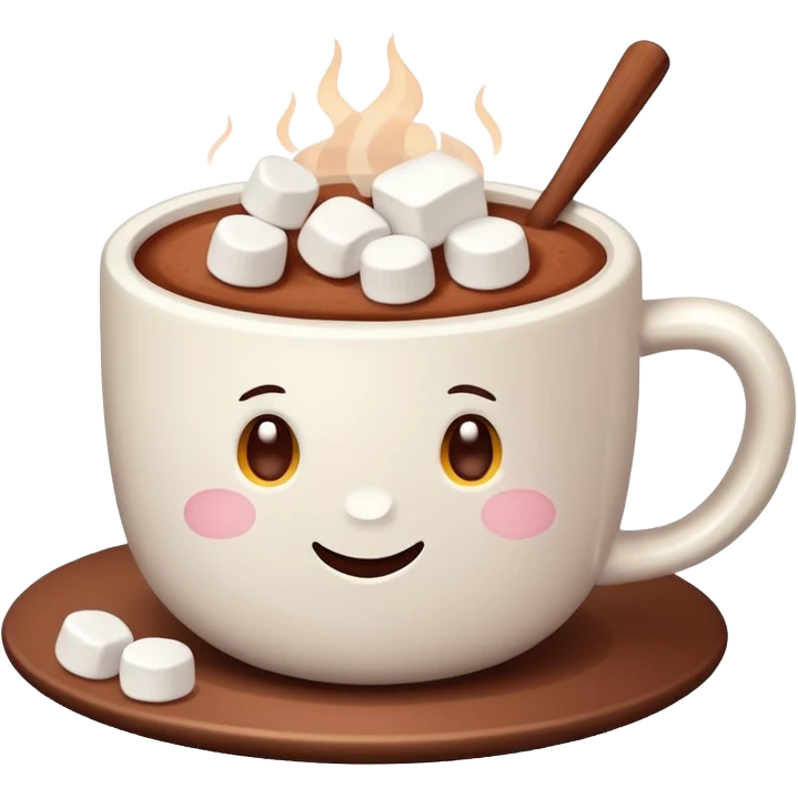 white cup with cocoa and marshmallows emoji