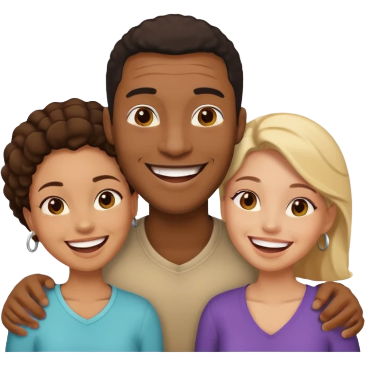 Black man with two women emoji