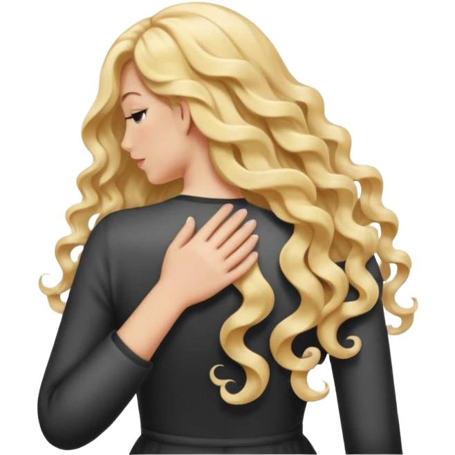 back view of a hand caressing long blonde curls emoji
