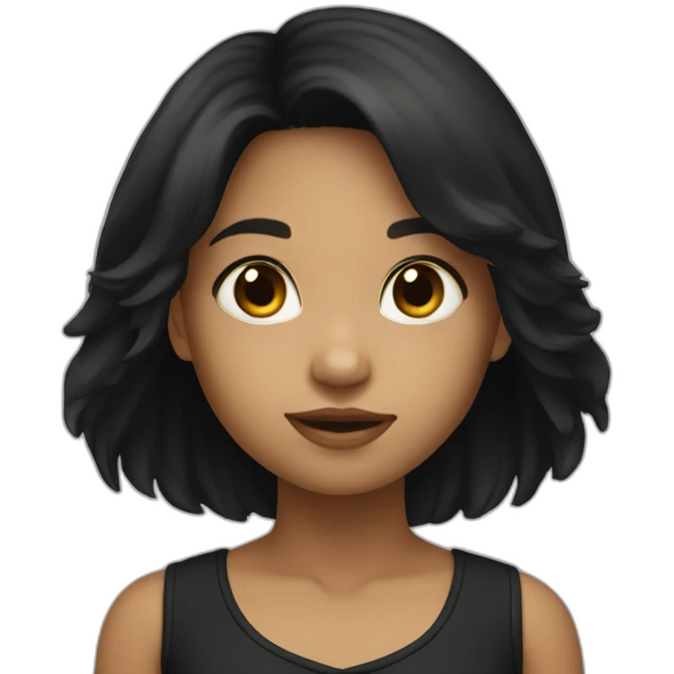 a girl with black long hair in black emoji