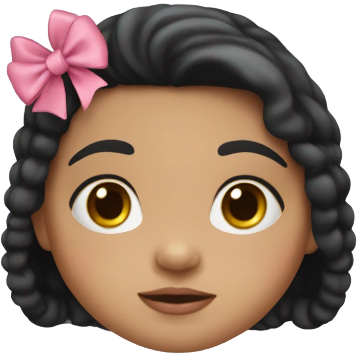 Mexican toddler girl with long black hair and pink bow emoji