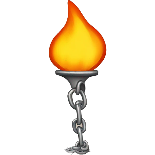 a chain that holds the flame of a fire on a leash emoji