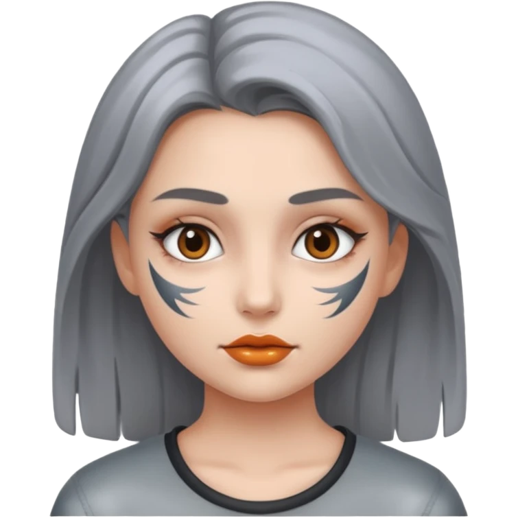gray metal painted girl face included emoji