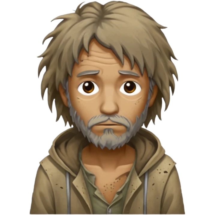 very dirty looking homeless person very very dirty emoji