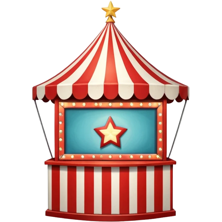 A circus ticket booth with retro lights and star-shaped sign. emoji