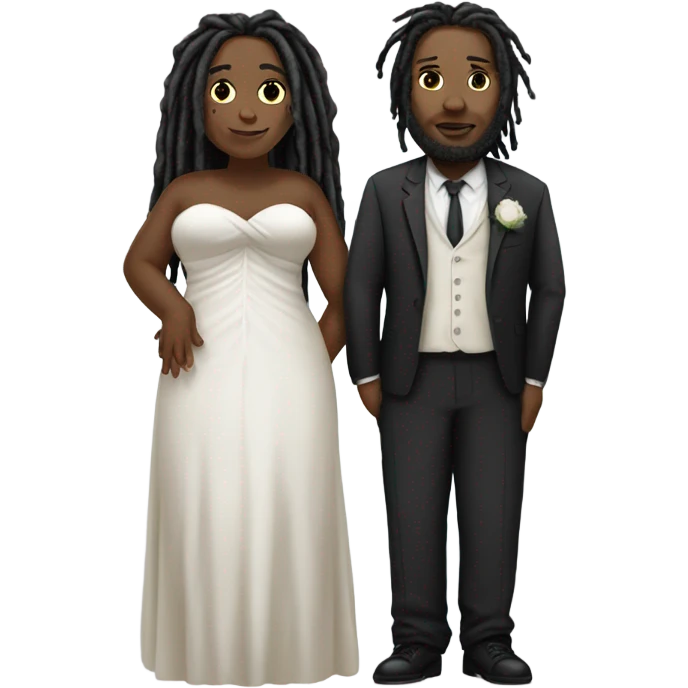 full body Plus size couple with dreads wedding pale emoji