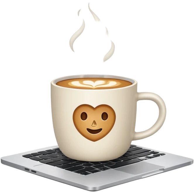MacBook with a coffee latte emoji