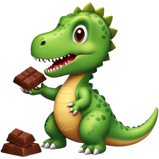 Dino eating chocolate  emoji
